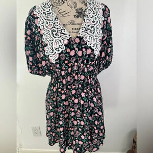 NWT Zara Lace Collared Short Sleeve Dresses for Women Size Small